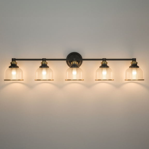 Possini Euro Design Possini Euro Poway 42 1/2"W Dark Bronze and Glass 5-Light Bath Light