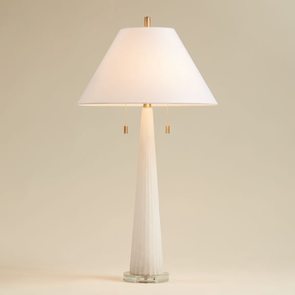 Possini Euro Design Regina 33" Tall Large Modern End Table Lamp 2-Light Pull Chain White Finish Glass Single Living Room Bedroom