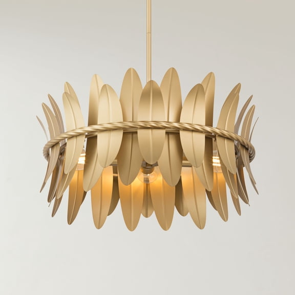 Possini Euro Design Possini Euro Saranda 21 1/2"W Gold Banana Leaf 4-Light Pendant Light