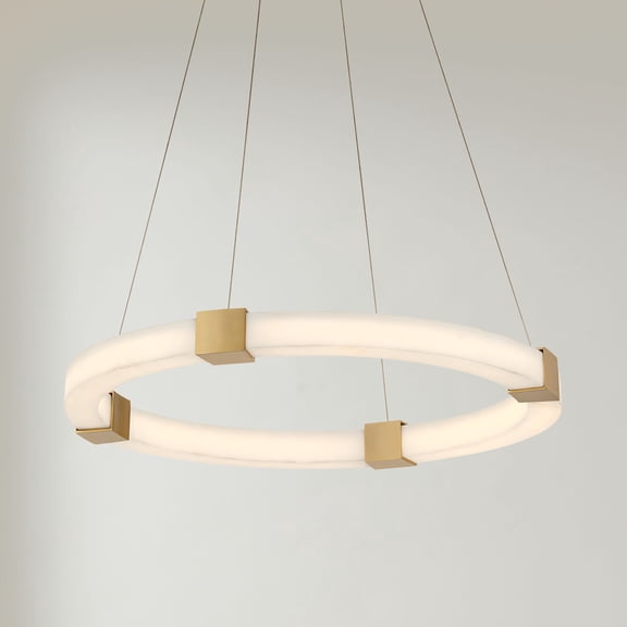 Possini Euro Design Possini Euro Talno 24"W Gold and Faux Alabaster LED Ring Chandelier
