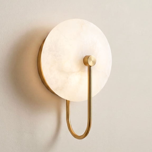 Possini Euro Design Tarquin 11 1/4" High Modern Wall Sconce Light Lamp Fixture Mount Bathroom LED Gold Brass Alabaster Glass Shade