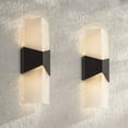 thumbnail image 1 of Possini Euro Design Tux 18" High Modern Outdoor Wall Light Fixture Mount Porch House Set of 2 LED Bulb Black White Glass Shade, 1 of 9