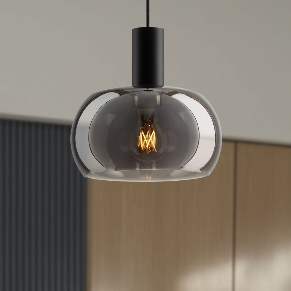 Possini Euro Design Rorie 8 1/2" Modern Pendant Ceiling Light Fixture Dining Room Over Table Kitchen Island Black Smoke Glass Mini