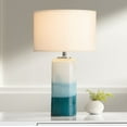 thumbnail image 1 of Possini Euro Design Roxanne Coastal Table Lamp 25" High White Blue Glass with LED Nightlight Drum Shade for Bedroom Living Room Bedside Nightstand, 1 of 8