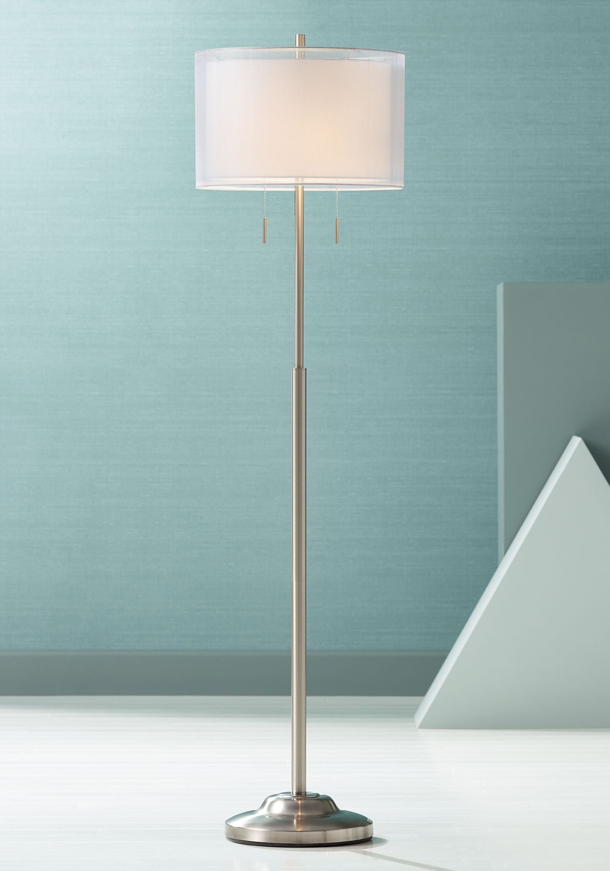 Roxie 65.5" Silver Brushed Nickel Floor Lamp with Linen Shade