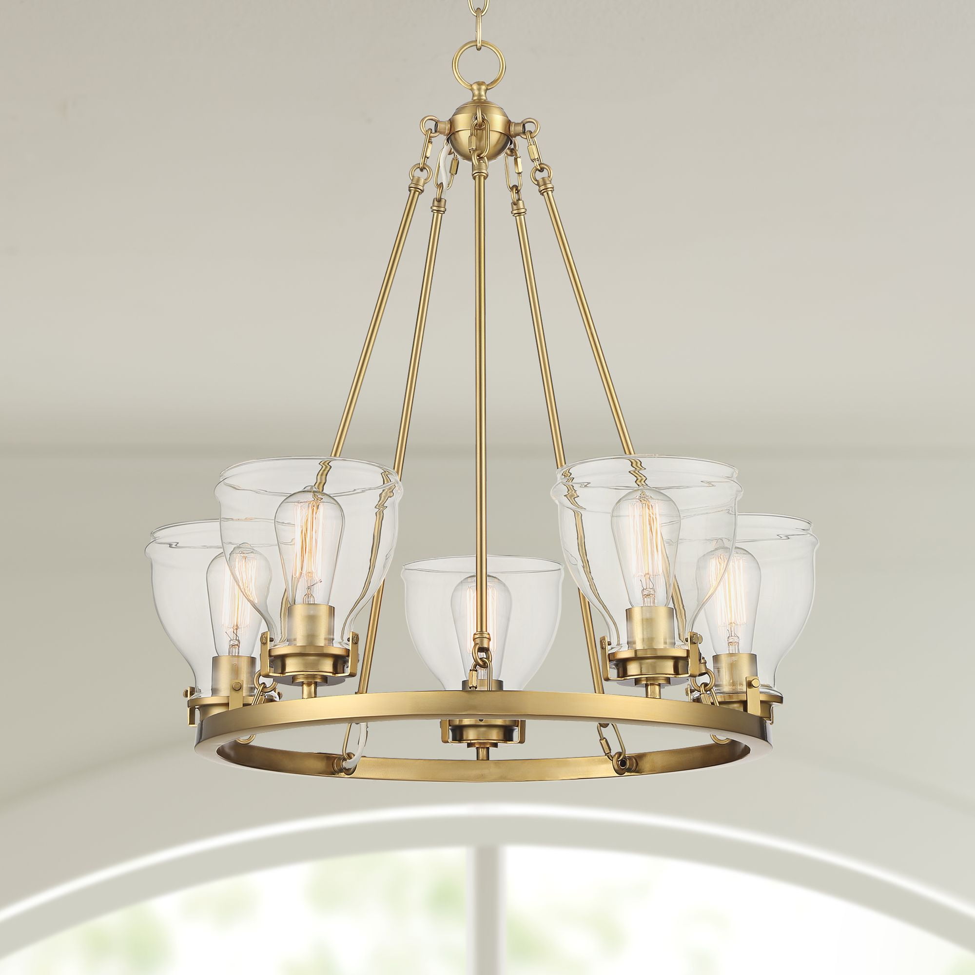 Possini Euro Design Soft Gold Ring Pendant Chandelier 24 1/2 Wide Modern  Clear Glass Shade 5-Light Fixture for Dining Room House