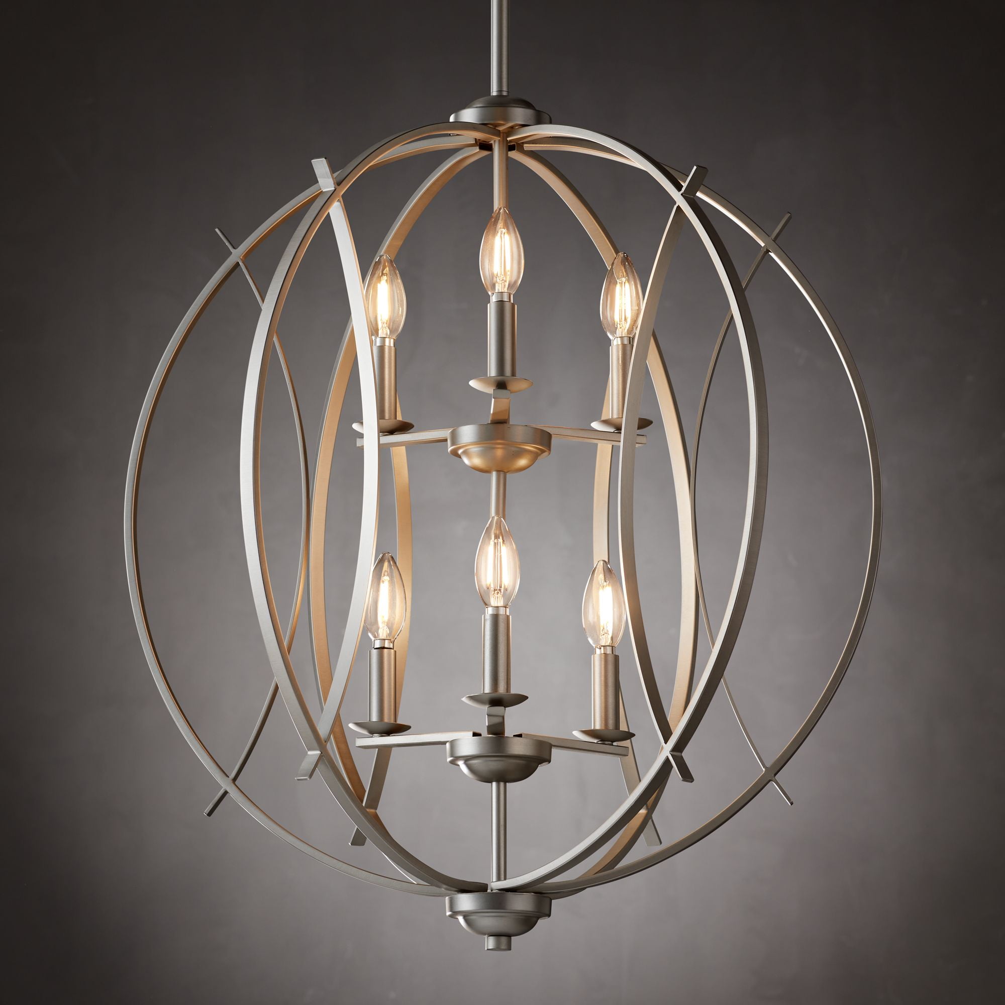 Brushed Nickel Spherical 6-Light Orb Chandelier