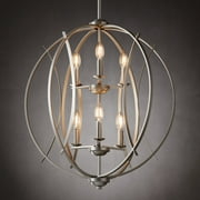 Possini Euro Design Spherical Brushed Nickel Large Chandelier 24 Wide Modern 6-Light Fixture for Dining Room House Foyer Kitchen Island Entryway Home