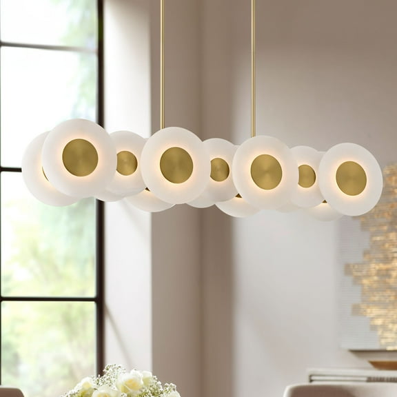 Possini Euro Design Sync 37" Modern Pendant Chandelier Ceiling Light Fixture Dining Room Over Table Kitchen Island 14-Light LED Soft Gold Finish
