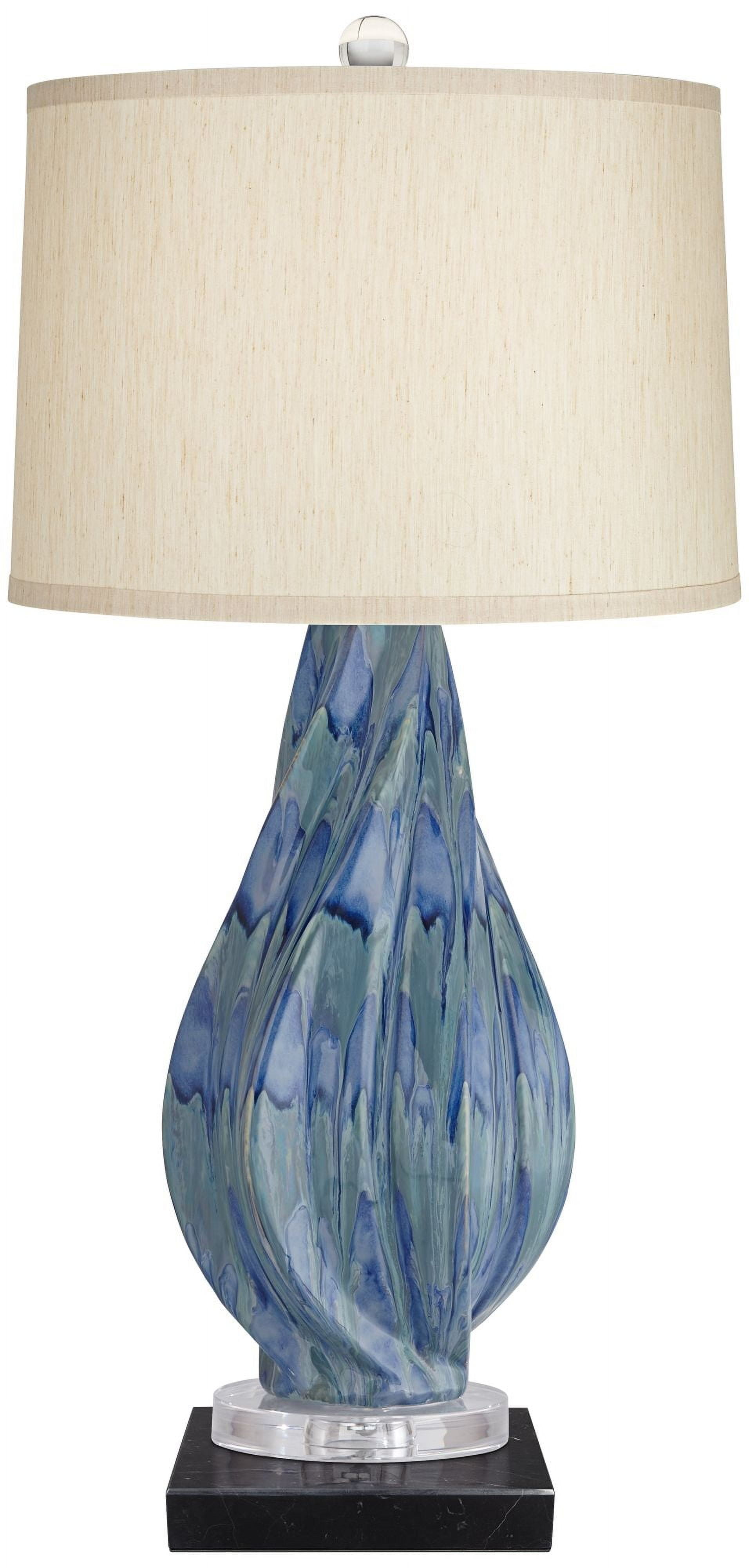 Possini Euro Design Teresa Modern Table Lamp with Square Black Marble ...