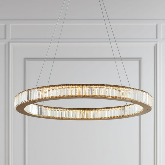 Possini Euro Design Vesta Gold Ring Pendant Light 35 1/2" Wide Modern LED Crystal Glass for Dining Room House Foyer Kitchen Island Entryway Bedroom
