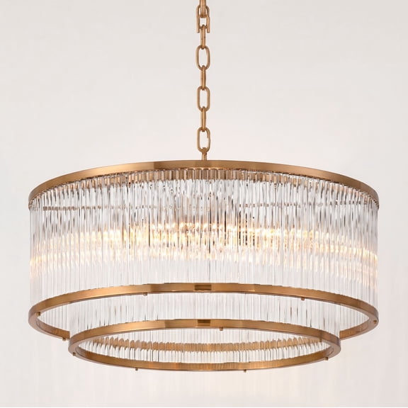 Possini Euro Design Warren 20" Modern Pendant Ceiling Light Fixture Dining Room Over Table Drum 6-Light Golden Bronze Finish