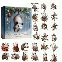 Christmas Advent Calendar 2025 - Possum Ornaments, 24 Days of Joy with Cute Opossum, Acrylic Ornament for Tree, Festive Countdown for Animal Lovers