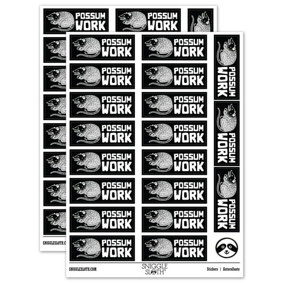Possum Awesome Work Teacher Student School Sticker Set - Black - Gloss Finish - 2.00" Large