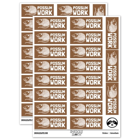 Possum Awesome Work Teacher Student School Sticker Set - Brown - Gloss Finish - 2.00" Large
