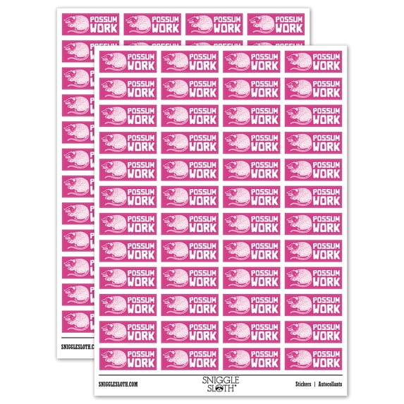 Possum Awesome Work Teacher Student School Sticker Set - Hot Pink - Gloss Finish - 1.25" Mini