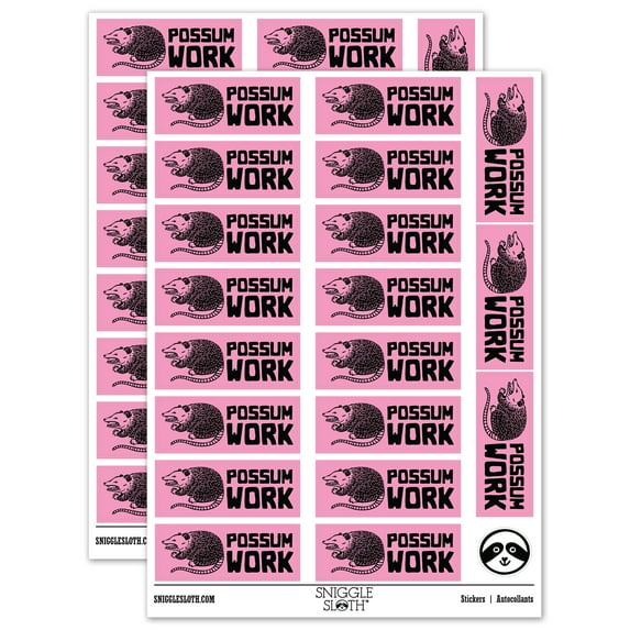 Possum Awesome Work Teacher Student School Sticker Set - Light Pink - Matte Finish - 2.00" Large