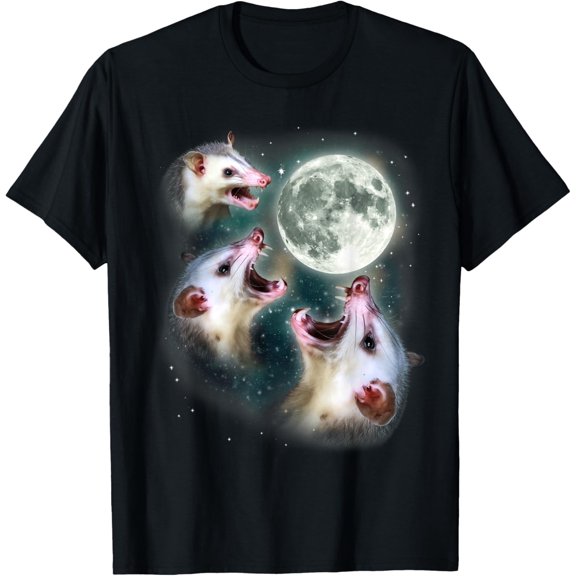 Possum Moon Shirt | 3 Opossums Weird Dead Moon Cursed Meme T-Shirt Tops Tee