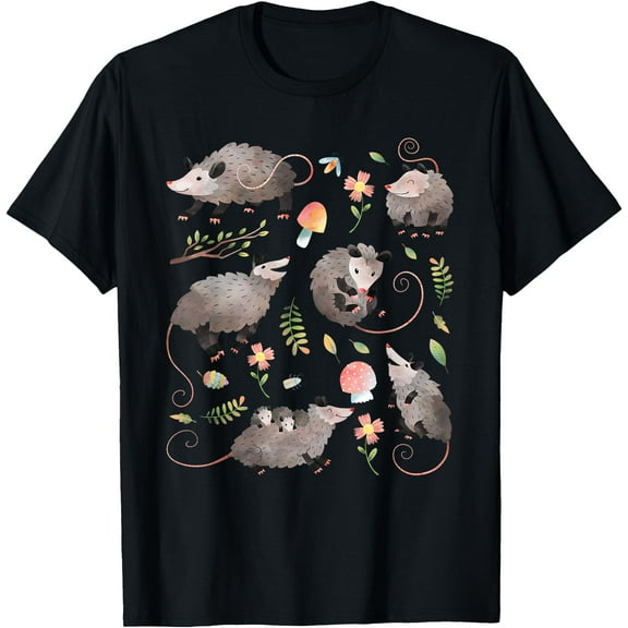 Possum Opossum Lover Owner Cottagecore Cute Kawaii Unisex T-Shirt for Men Women Kids Toddler,Black Color,Size M