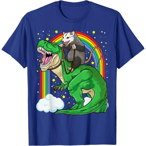 Possum Opossum Riding Dinosaur T Rex Trash Unisex T-Shirt for Men Women Kids Toddler