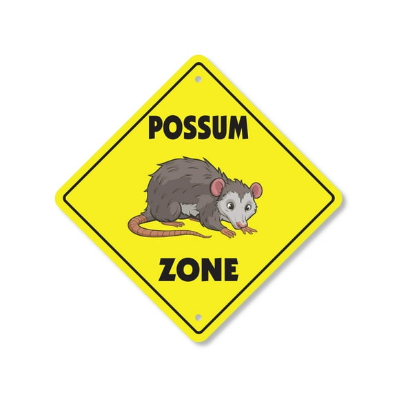 Possum Plastic Crossing Sign - 12 Inch X 12 Inch Xing Sign Gift Animal Wildlife Funny Nature Night Cute Rustic Forest Outdoors Climbing Decor