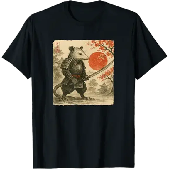 Possum Samurai Japanese Warrior outfit Sumi-e Art Funny T-Shirt Unisex S-5XL Hot Trending Shirt Birthday Gift