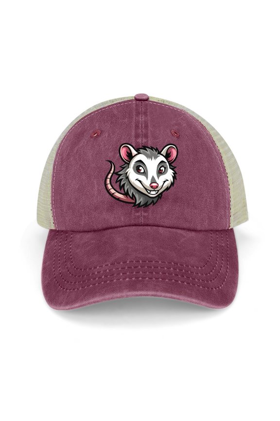 Possum Wine Red Baseball Cap for Men Women, Adjustable Snapback Hats Trucker Hat