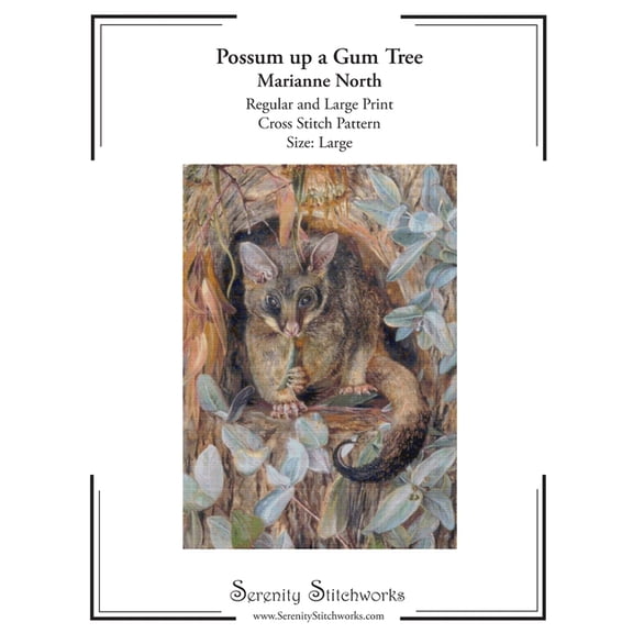 Possum up a Gum Tree Cross Stitch Pattern - Marianne North - Large Size Edition: Regular and Large Print Cross Stitch Pa, (Paperback)