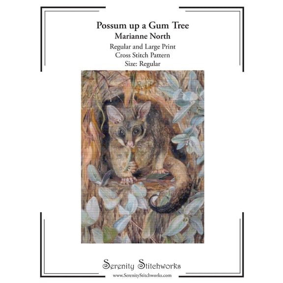 Possum up a Gum Tree Cross Stitch Pattern - Marianne North - Regular Size Edition: Regular and Large Print Cross Stitch , (Paperback)
