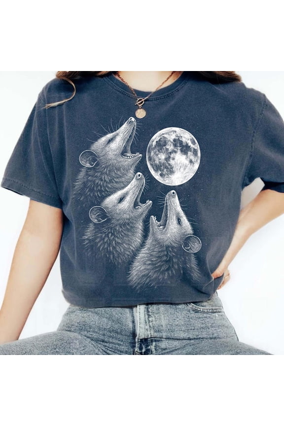 Possums Howling To Moon Tee Retro Funny Possum Shirt Weird Mystical Shirts Silly Possum Lo