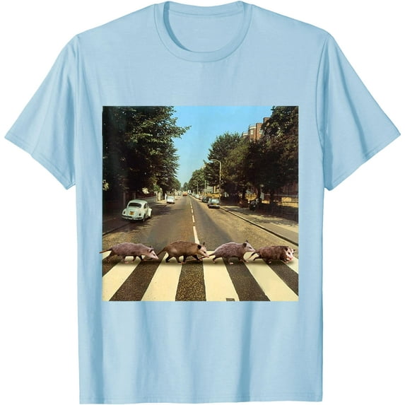 Possums Road Crossing Parody Opposum Lover Unisex T-Shirt for Men Women Kids Toddler,Light Blue Color,Size YS