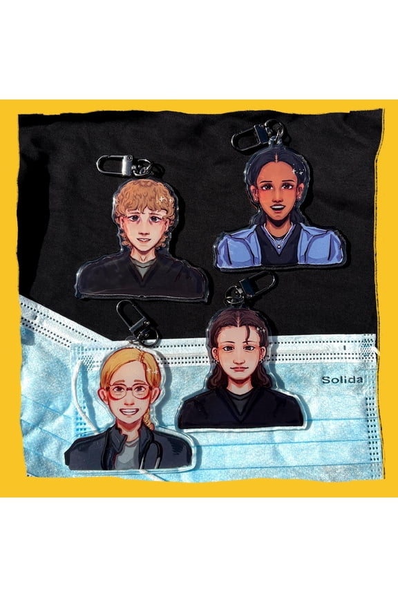 Post-Apocalyptic Game Character Inspired Acrylic Keychain Cute Chibi Bag Charm, random 1 pack
