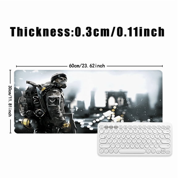 Post Apocalyptic Warrior Mouse Pad 31.5 x 11.82 Inches Rubber Desk Mat with Sci-Fi Soldier Design for Office Gaming