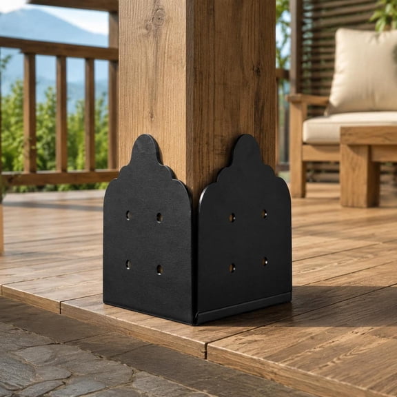 Post Base, 2 Pcs, 8X8 Size, Heavy Duty Carbon Steel Deck Post Brackets, 7.9X7.5 in Inner Size, Black