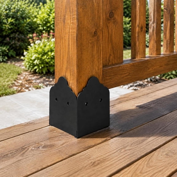 Post Base, 6X6 Size, Heavy Duty Carbon Steel Deck Bracket, 2 Pcs, Black, for Wood Posts, Pavilion Support