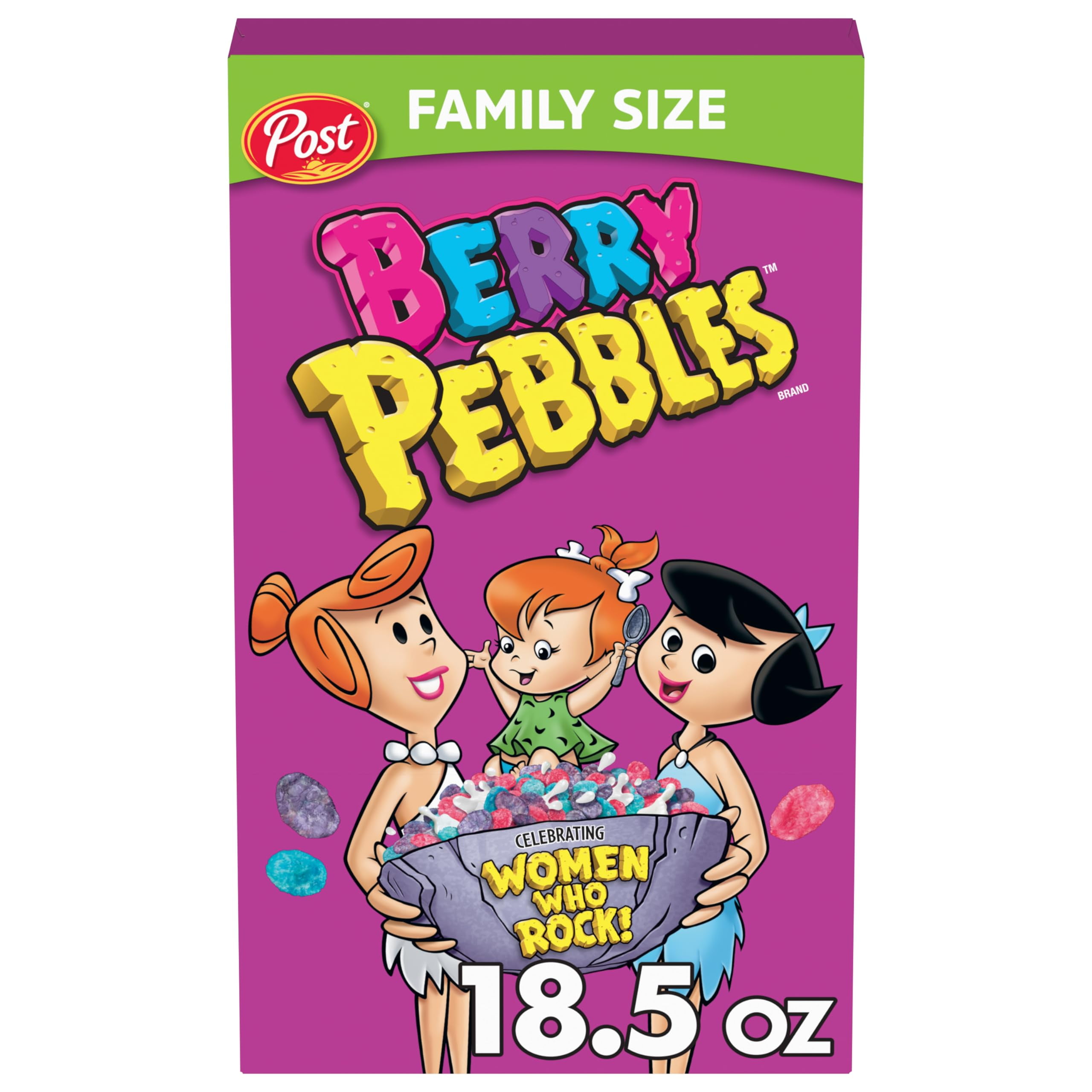 Post Berry Fruity PEBBLES HHA1&nbsp;Cereal, Fruity Kids Cereal, Gluten Free, 18.5 OZ Cereal Box