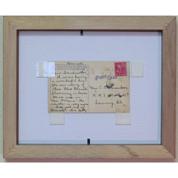 Post Card Frame for 3.5" X 5.5" Post Card Walnut Frame with Black (White Trim) Matting