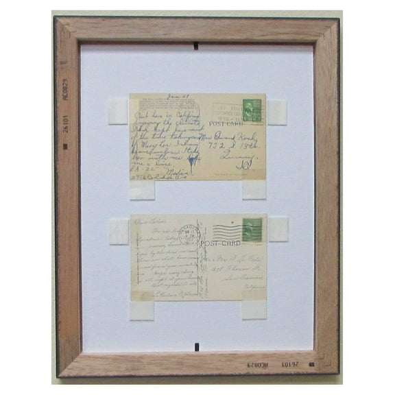 Post Card Frame for Two (2) 3.5" X 5.5" Post Cards Black Frame with White (White Trim) Matting