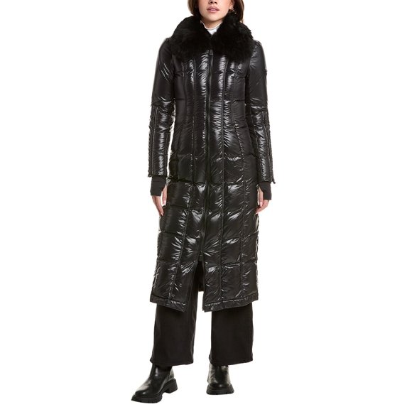 Post Card womens Alpaca-Trim Down Jacket, 42, Black