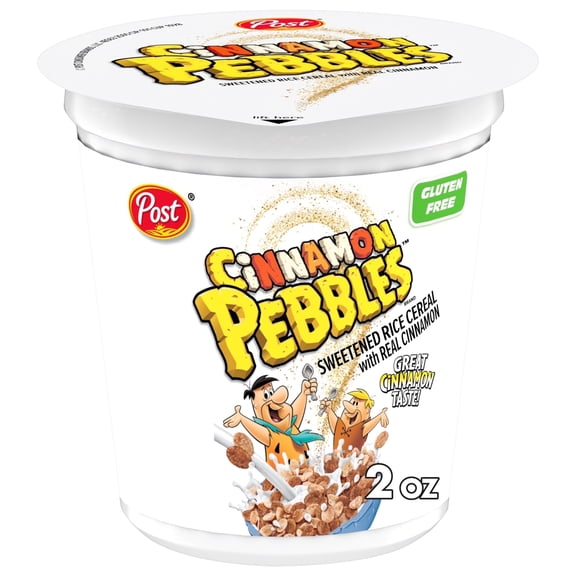 Post Cinnamon PEBBLES Breakfast Cereal, Gluten Free, On-the-Go Snack, 2 oz Individual Cup