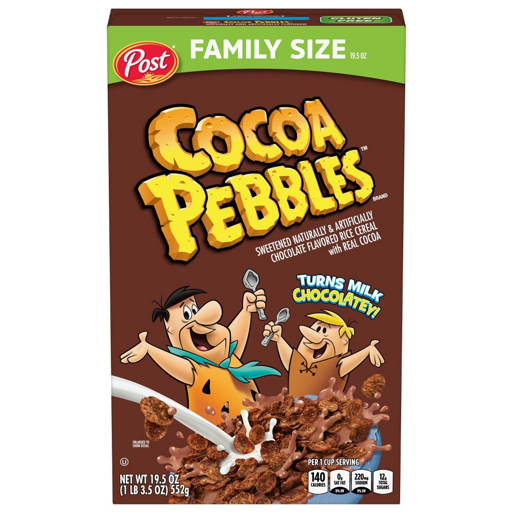 Post Cocoa Pebbles Breakfast Cereal Gluten Free 19.5 Oz (Pack of 6)