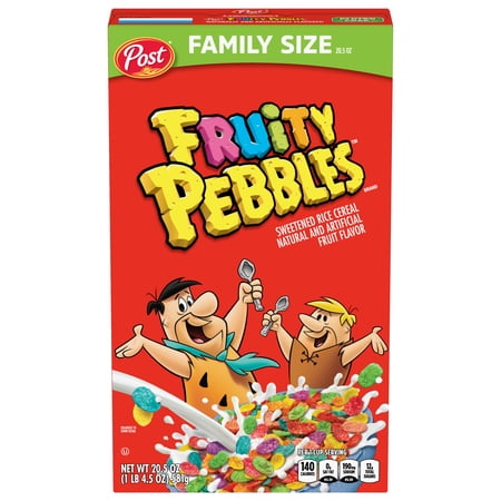 Post Fruity PEBBLES Breakfast Cereal, Gluten Free, 10 Vitamins and Minerals, Breakfast Snacks, Sweetened Rice Cereal, 20.5 Oz
