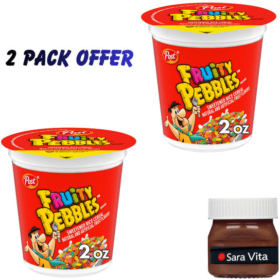 Post Fruity PEBBLES Breakfast Cereal, Gluten Free, On-the-Go Snack, 2 oz Individual Cup