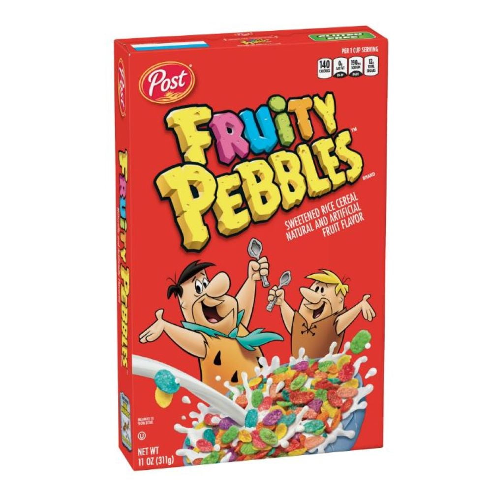 Post Fruity PEBBLES Breakfast Rice Cereal, 11 oz Box, Quantity of 4 ...