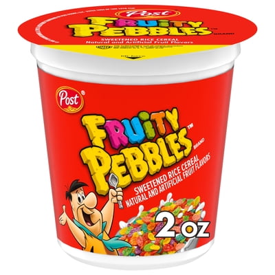 Post Fruity PEBBLES Breakfast Cereal, Gluten Free, On-the-Go Snack, 2 oz Individual Cup