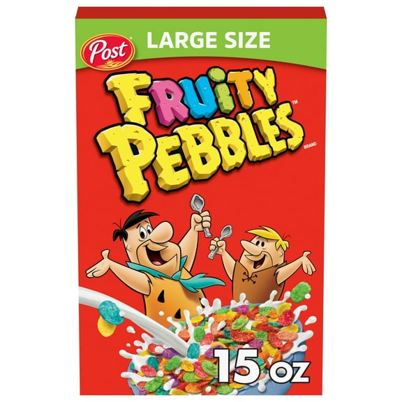 Post Fruity PEBBLES Cereal, Fruity Kids Cereal, Gluten Free, 15 OZ Large Size Box