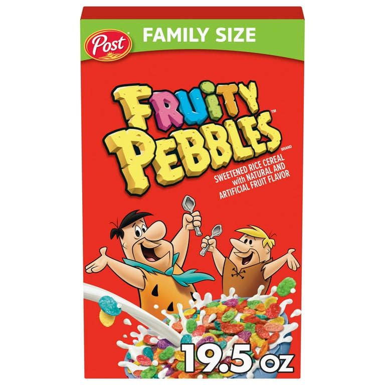 Post Fruity PEBBLES Cereal, Gluten Free, 19.5 oz Family Size Box 