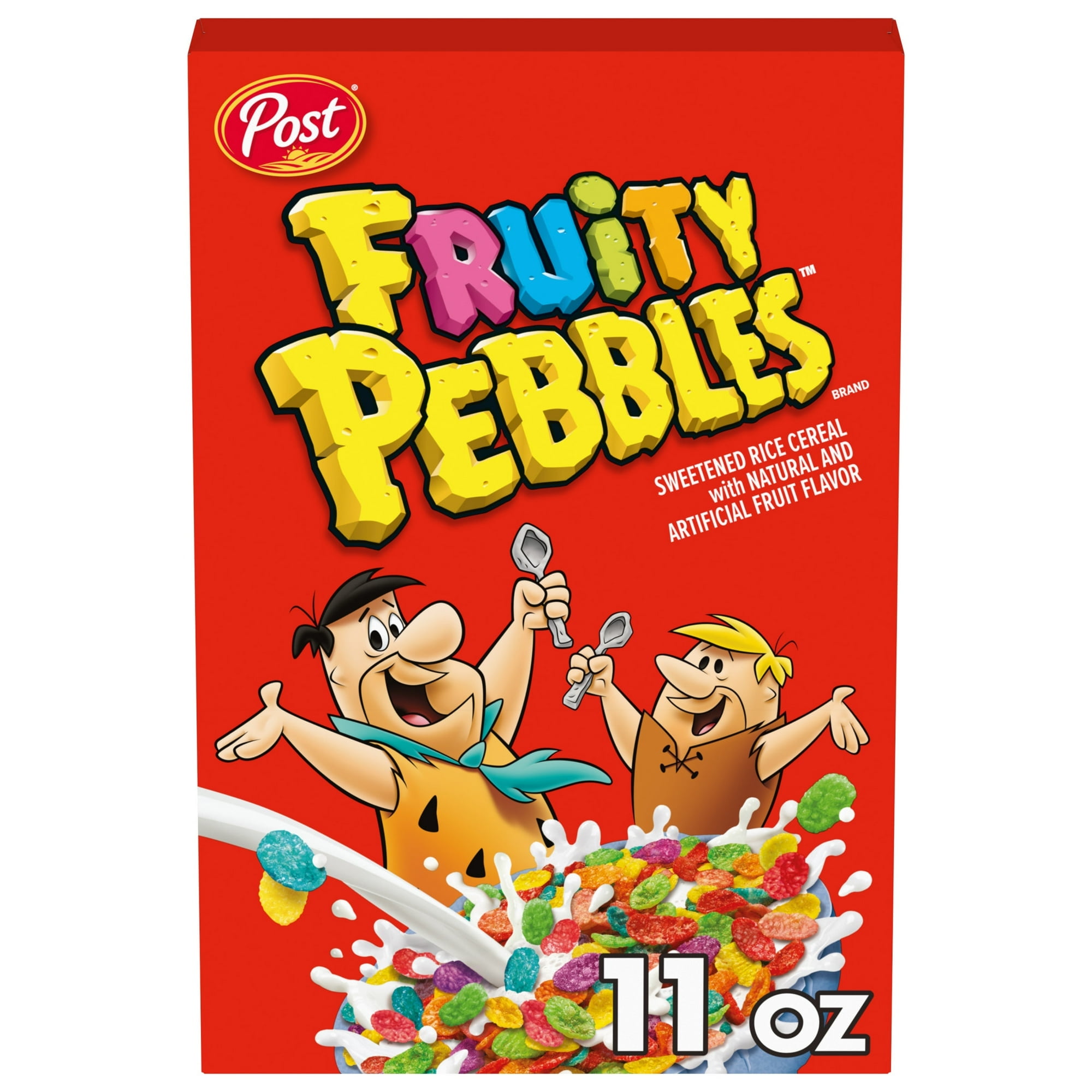Post Fruity PEBBLES Cereal, Gluten-Free, 10 Vitamins/Minerals, Sweetened Rice Cereal, 11 oz pack of 4