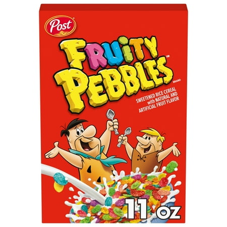 Post Fruity PEBBLES Breakfast Cereal, Gluten-Free, Sweetened Puffed Rice, 11 oz
