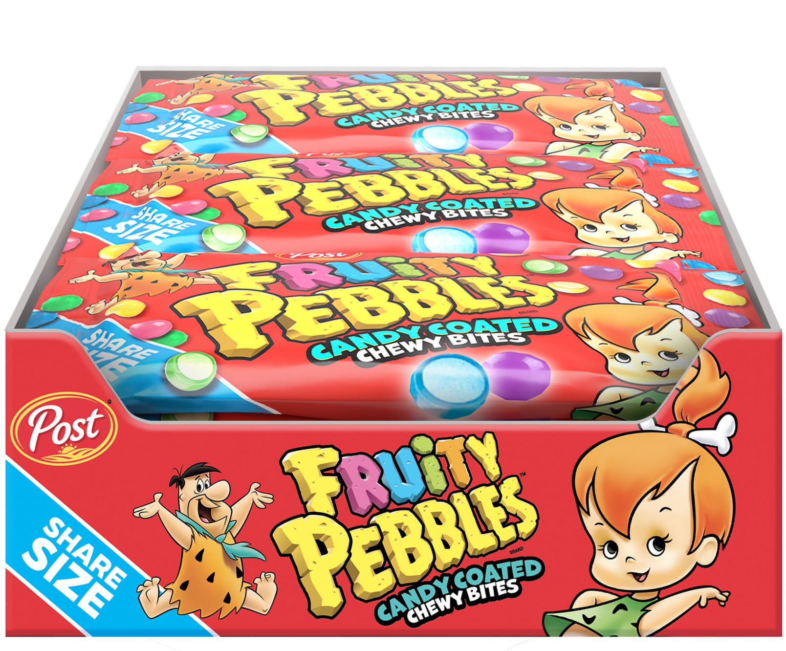 Post Fruity PEBBLES Chewy Bites Candy - Fruity Candy Variety Pack - Individually Wrapped Candy - Gluten Free Candy - 3.75oz, Box of 12